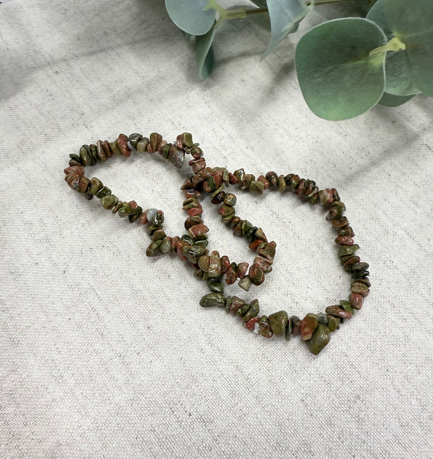 Unakite Crystal Chip Bracelet