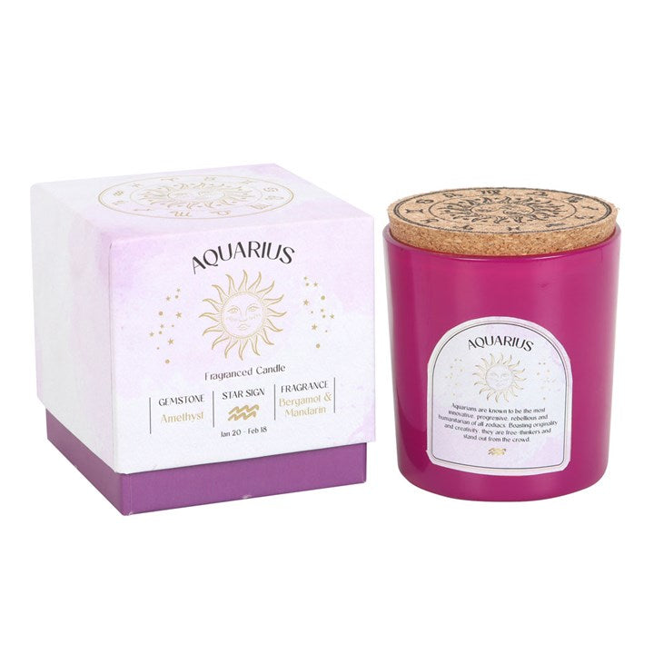 Aquarius Zodiac Bergamot & Mandarin Gemstone Candle