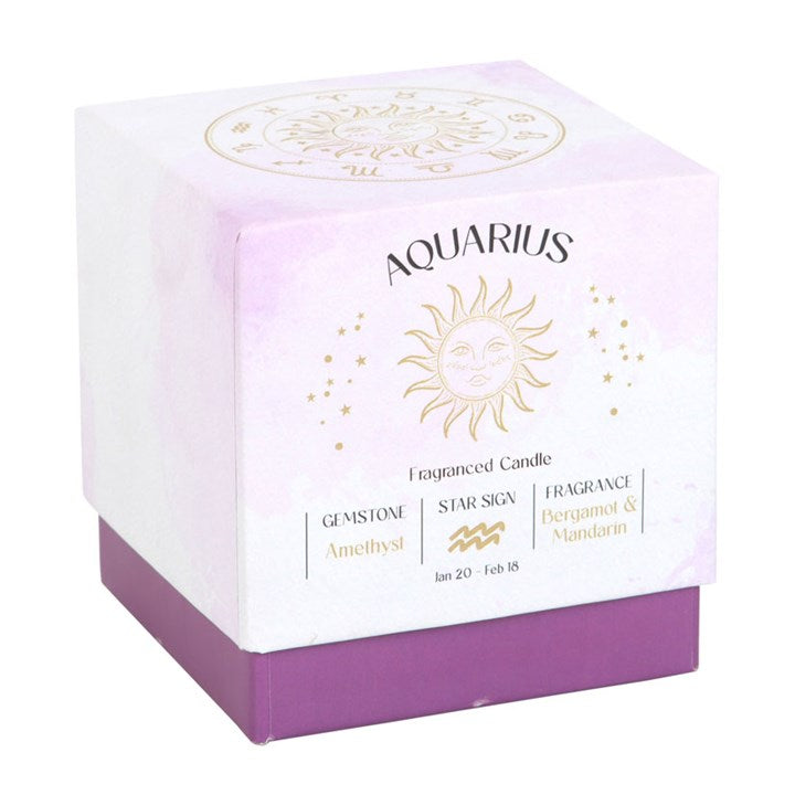 Aquarius Zodiac Bergamot & Mandarin Gemstone Candle