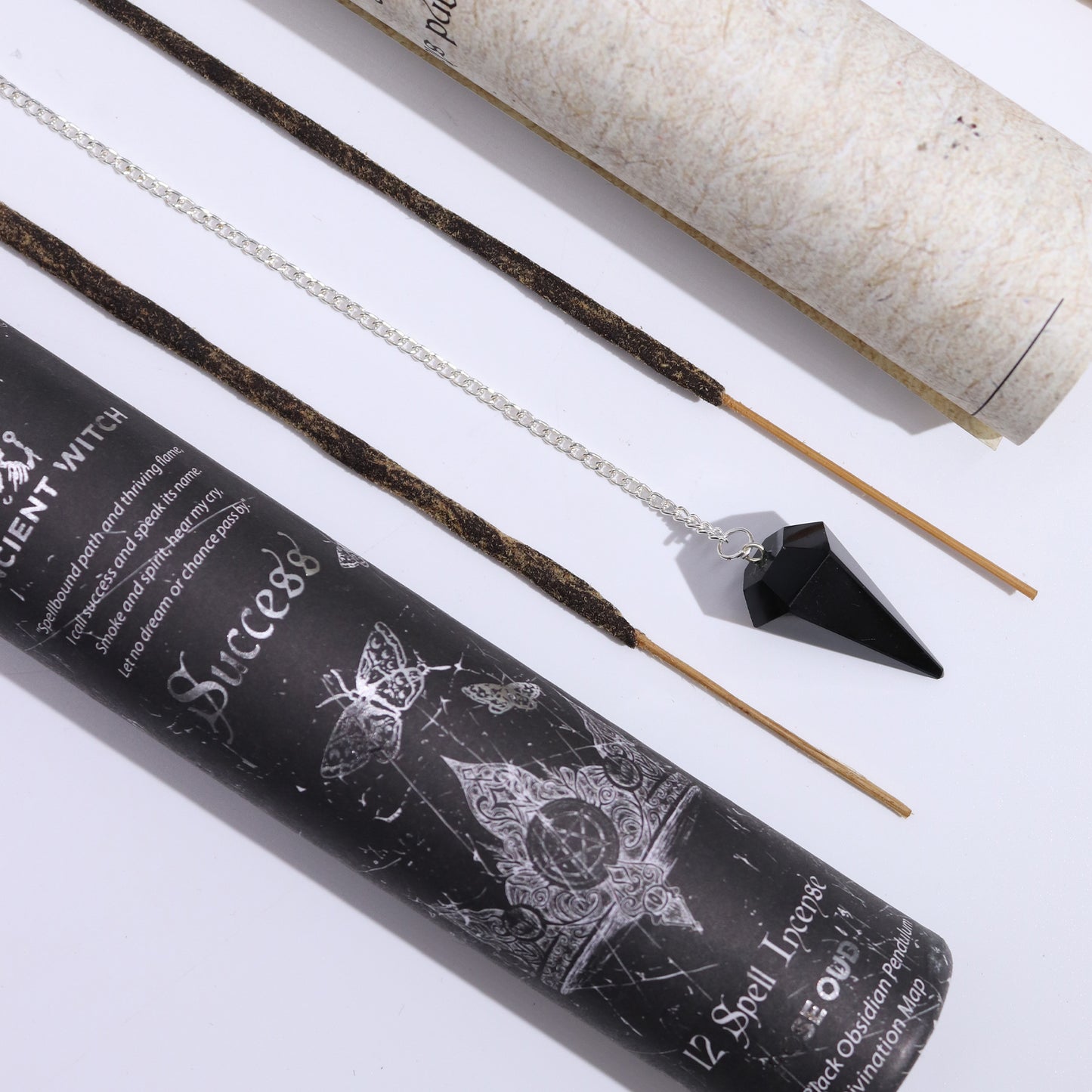 Witch Spell Incense - Success & Black Obsidian Pendulum