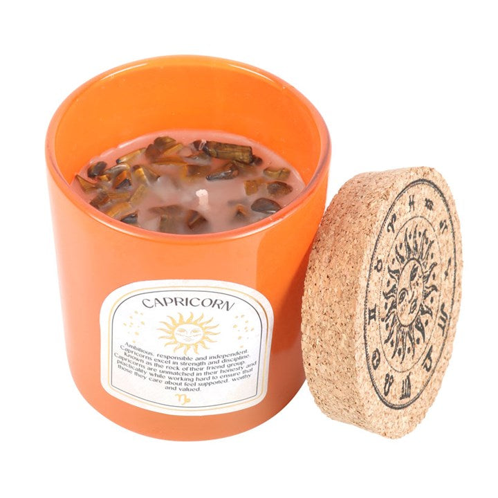 Capricorn Zodiac Sandalwood & Jasmine Gemstone Candle