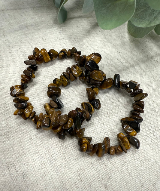 Gold Tigers Eye Crystal Chip Bracelet