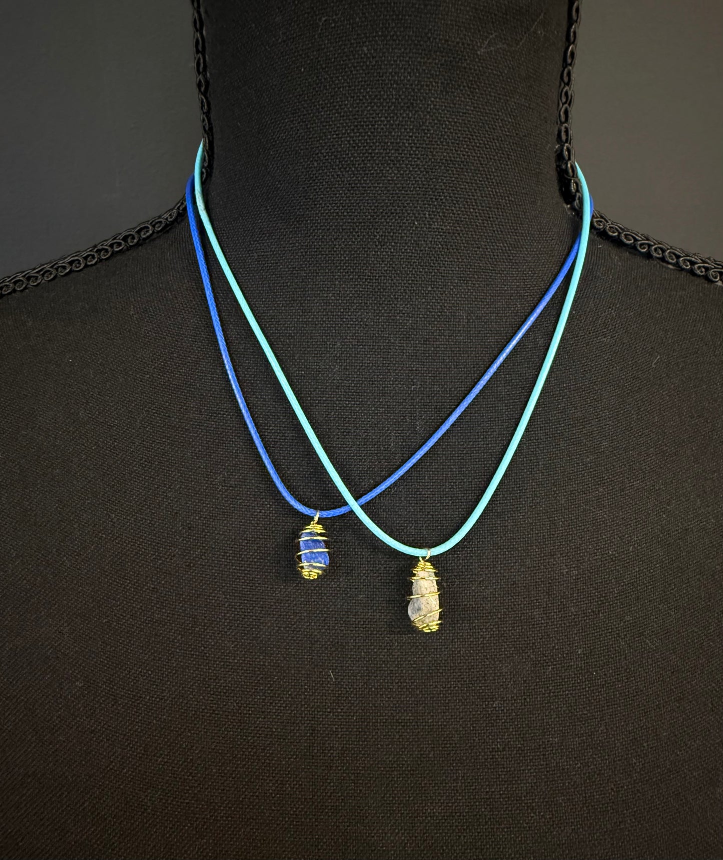 Delicate Sodalite Caged Necklace