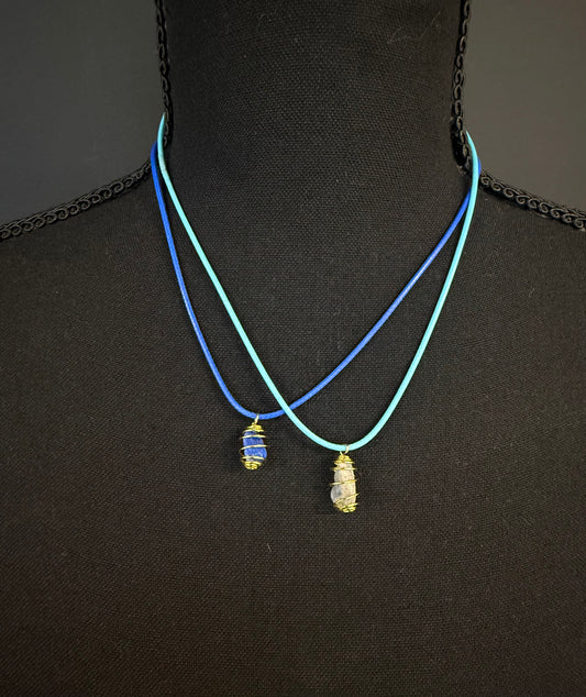 Delicate Sodalite Caged Necklace