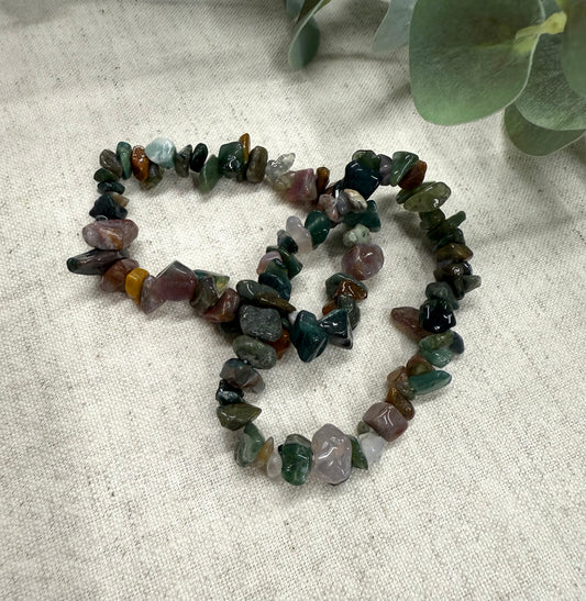 Moss Agate Crystal Chip Bracelet
