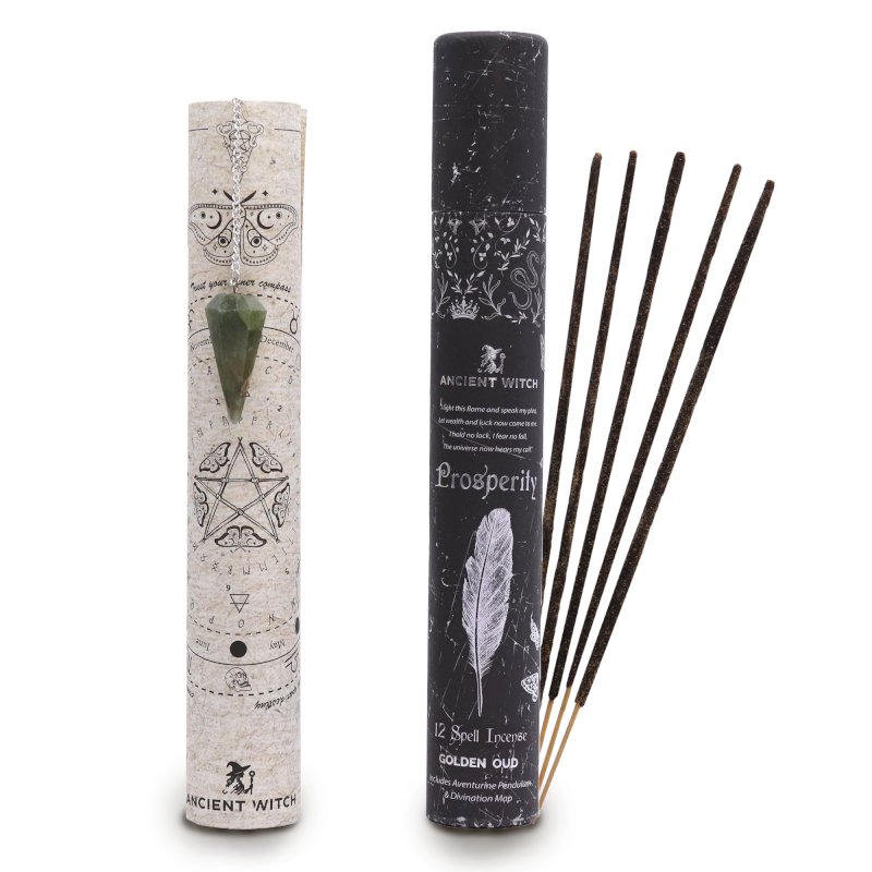 Witch Spell Incense - Prosperity & Aventurine Pendulum