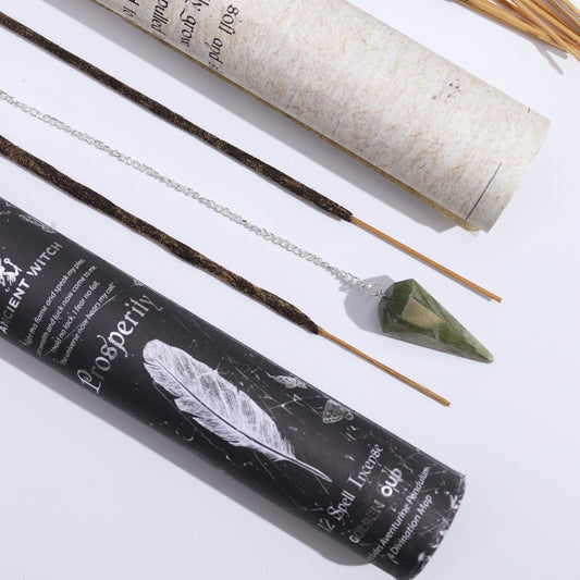 Witch Spell Incense - Prosperity & Aventurine Pendulum