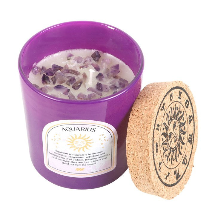 Aquarius Zodiac Bergamot & Mandarin Gemstone Candle
