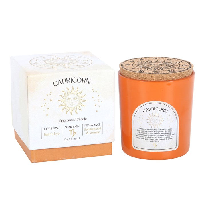 Capricorn Zodiac Sandalwood & Jasmine Gemstone Candle