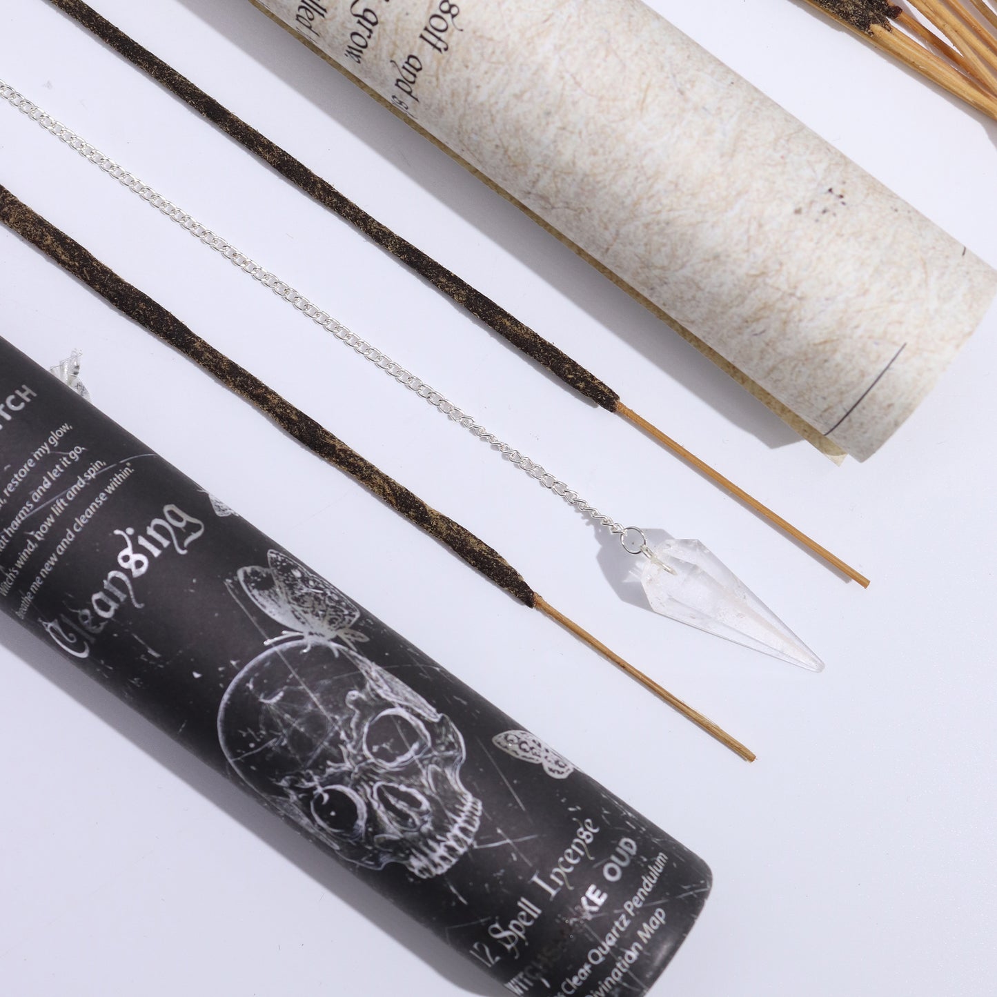 Ancient Witch Spell Incense - Cleansing & Clear Quartz Pendulum