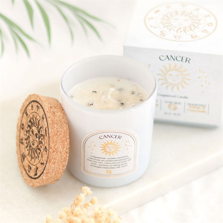 Cancer Zodiac Orange & Chamomile Gemstone Candle