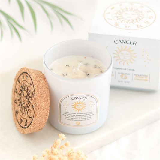 Cancer Zodiac Orange & Chamomile Gemstone Candle