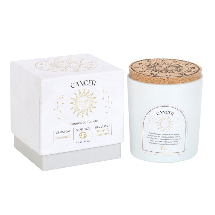 Cancer Zodiac Orange & Chamomile Gemstone Candle